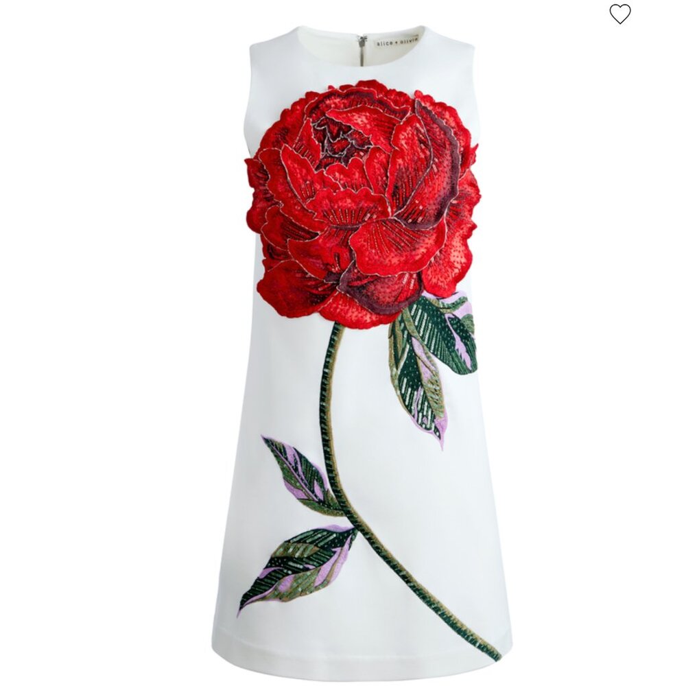 Alice + Olivia  clyde beaded rose shift dress Size 2 NEW - Picture 7 of 12